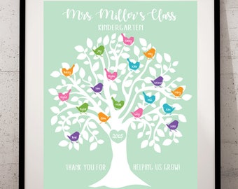 TEACHER Tree, Tree Personalized with Classmates Names, Teacher Appreciation Gift, End of year, Customizable, Teacher print, ANY SIZE