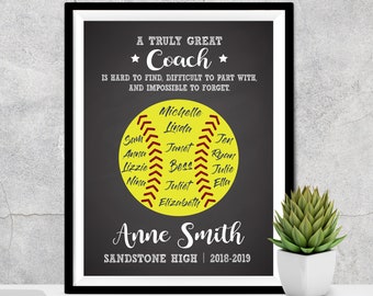 Personlig softbolltränargåva, anpassad softbollspelarekonst, en verkligt bra tränare är svår att hitta, softbollspelares signaturposter