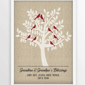 Christmas Gift for Grandma Grandparent Gift Grandchildren Grandkids Names Personalized Grandmother&#39;s gift Grandfather&#39;s gift, Family Tree