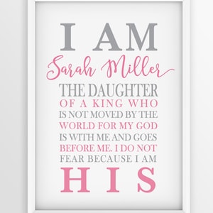 I Am The Daughter Of A King Printable, Baby Girl Baptism, Baby Girl Gift, Personalized Baptism Gift Girl, Baby Dedication Gift, Baptism Gift