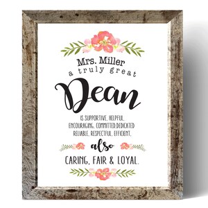 Personalized Dean Gift, Gift for Dean, Dean Chalkboard Printable, Dean Christmas, Principal Chalkboard Printable, Teacher Gift, school gift