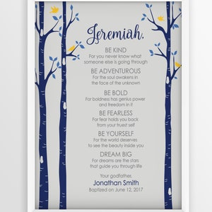 Personalized Baptism Gift,  Baptism Gift Boy, Baptism Print, Baptism Printable, Baby Dedication Gift, Baptism Gift Girl, Be Kind,Christening