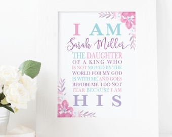 I Am The Daughter Of A King Printable, Baby Girl Baptism, Baby Girl Gift, Personalized Baptism Gift Girl, Baby Dedication Gift, Baptism Gift