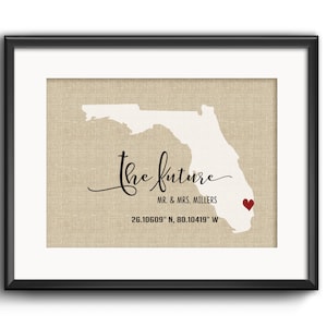 Personalisierte Mr and Mrs Karte & GPS Koordinaten Geschenk, Längengrad Karte, Verlobung Geschenk, Freund Geschenk, Weihnachtsgeschenk