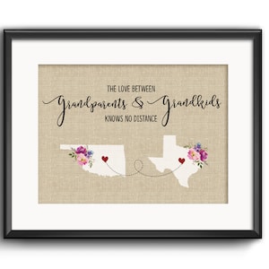 Impression L'amour entre grands-parents et petits-enfants ne connaît pas de distance, cadeau de famille interurbain, fête des grands-parents, cadeau de petits-enfants