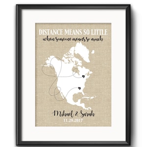 Cadeaux de Noël pour petit ami Carte personnalisée Relation interurbaine, Amérique du Nord ou TOUT ÉTAT Carte personnalisée États-Unis et Canada