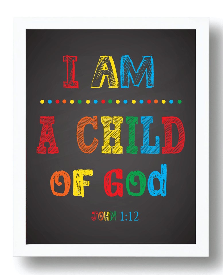 I am a child of God. Christian Wall Art. Children's Room Decor. Kids Room Decor. Rainbow. John 1:12. Scripture. Nursery Decor. Sunday School