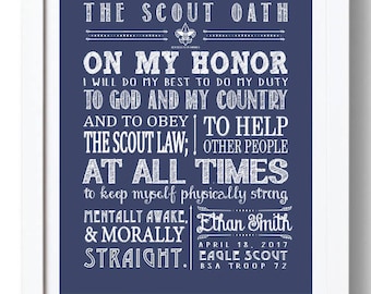 Eagle Scout Gift Printable, The Scout Oath Printable, Personalized Eagle Scout Gift, Boy Scouts, Court of Honor, Custom Eagle Scout Gift