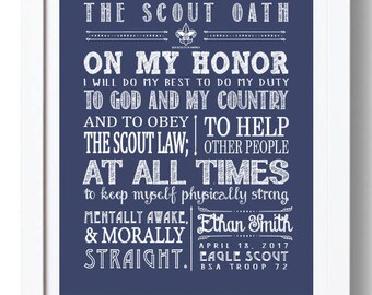 Eagle Scout Gift Printable, The Scout Oath Printable, Personalized Eagle Scout Gift, Boy Scouts, Court of Honor, Custom Eagle Scout Gift