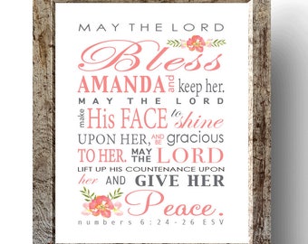 First Holy Communion Print Gift, May the Lord Bless You and Keep You, Baby shower gift, Baby baptism gift, Numbers 6:24-26, Baby Nursery