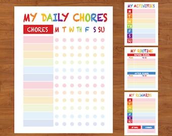 Kids Chore Chart Printable - Positive Behavior Chart - Star Chart - Kids Planner - Kids Reward Chart - Responsibility Chart - Weekly Chart