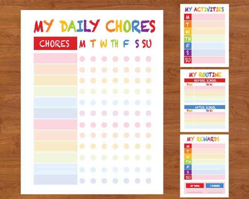 4 sticker charts for printable year olds Positive Chart  Chore Behavior  Etsy Chart Printable Kids Star