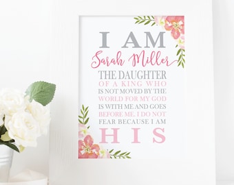 I Am The Daughter Of A King Printable, Baby Girl Baptism, Baby Girl Gift, Personalized Baptism Gift Girl, Baby Dedication Gift, Baptism Gift