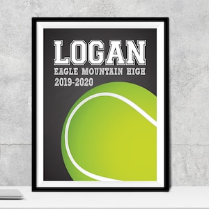 Regalo personalizado de jugador de tenis senior, jugador de tenis graduado, impresión de apreciación del jugador de tenis, regalos del equipo de tenis, póster del jugador de tenis
