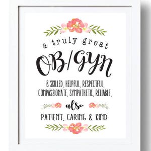 OB/GYN Gift, Ob/gyn Personalized Print, Gift for Doctor, Doctor Sign ...