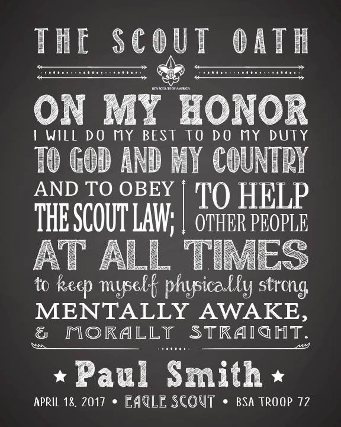 Eagle Scout Gift Printable The Scout Oath Printable | Etsy