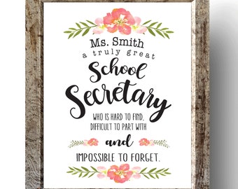 A truly great School Secretary is hard to find, School Secretary Gift, Secretary Appreciation, School Staff Gift, Teacher Gift