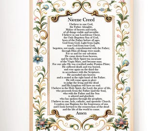 Nicene Creed Art Poster, Catholic Prayer (Digital Download)