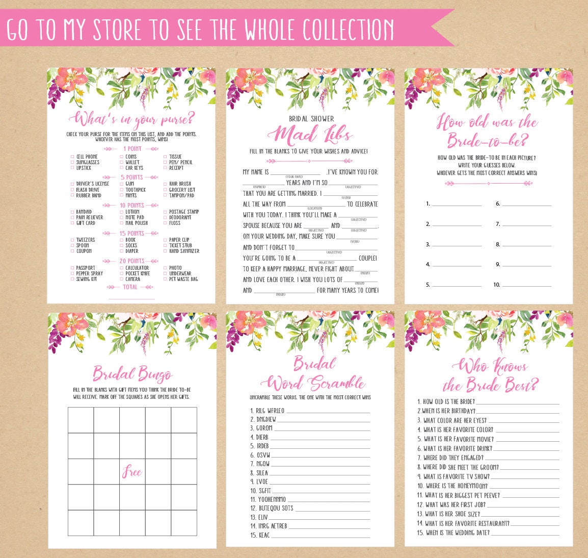 Bridal Shower Mad Libs Game Bridal Shower Games Printable | Etsy