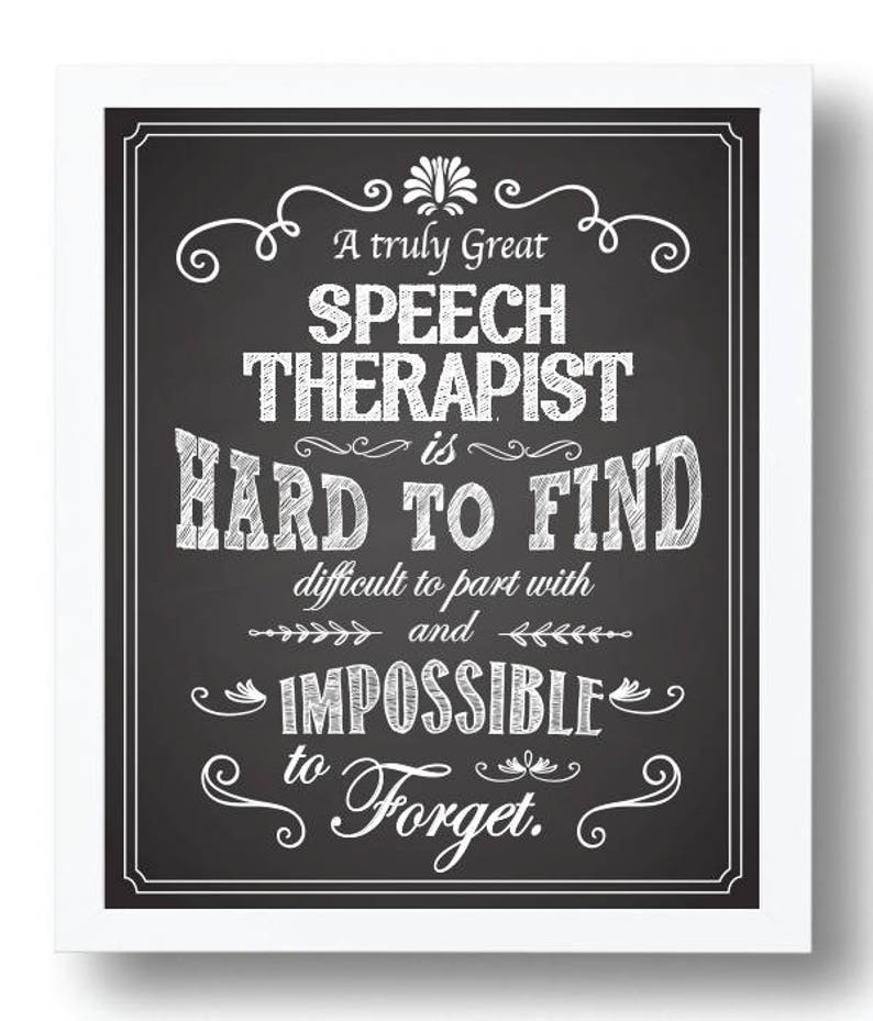 speech therapist chalkboard printable speech therapist gift etsy