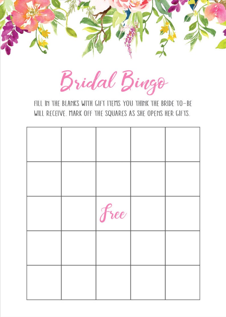 Pink Flowers Bridal Shower Games Package 6 Games Printable | Etsy