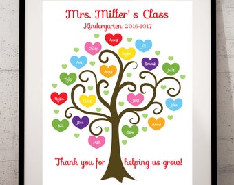 Printable DIGITAL FILE TEACHER Tree, Printable, Personalized Class Names, Teacher Appreciation, Class Gift, End year. Teacher gift