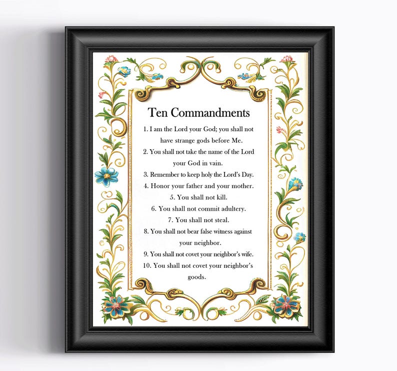 Ten Commandments Printable, Catholic Prayer Wall Art, Christian Decor ...