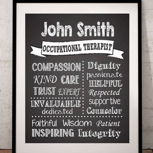 ergotherapeut Krijtbord stijl, PrintableOccupational Therapist Gift, OT Kerstcadeau, occupational Thank You, OT Gift Printable
