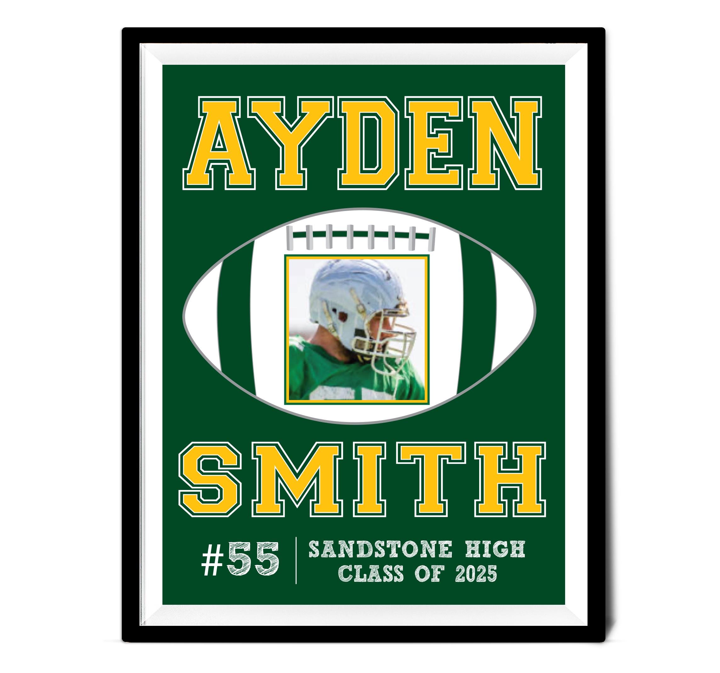 Senior Football Personalized Player Gift Idea, Custom Graduation Ball Sports, image size:2287x2140