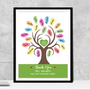 Fingerprint Tree Teacher Print, Thumbprint Tree Teacher Gift, Teacher Appreciation, Baby Shower, Bridal Shower, Birthday Party