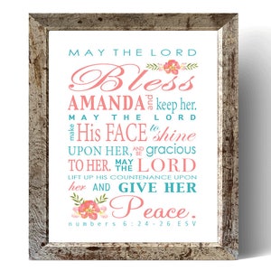 May the Lord Bless You and Keep You, Baby shower gift, Baby baptism gift, Numbers 6:24-26, Baby Nursery, Personalized Gift, Religious Art