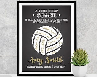 Coach Gift, A truly great coach is hard to find, Custom Volleyball Team, Thank you Coach, Coach Appreciation gift, Team Players Signatures