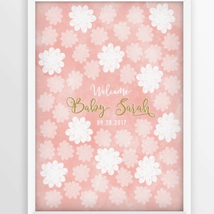 Baby-Dusche-Gästebuch Alternative, individuelles Poster Personalisierter Druck, Babyparty-Dekoration, Baby Girl Boy Unterschrift, DIGITAL PRINT