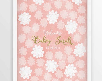 Baby Shower Guest Book Alternative, Custom Poster Personalized Print, Baby Shower Decoration, Baby Girl Boy Signature Sign, DIGITAL PRINT