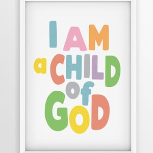 I Am A Child Of God,John 1:12, Nursery Wall Decor, Christian Art,Kids Room Decor,Bible Scripture Verse Print,Baby Shower Baptism Gift