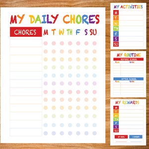 Niños tarea tabla niños tarea carta mañana y tarde para imprimir, planificador de los niños, los niños recompensan a carta, carta de responsabilidad, carta de estrellas