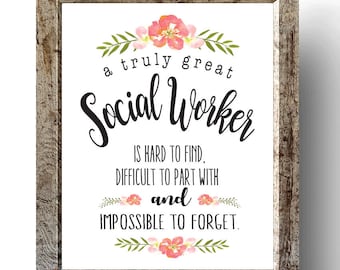 Social Worker Gift - A Truly Great Social Worker Art Print - Gift for Social Worker - Social Worker Quote - Art Gift Printable - Social Work
