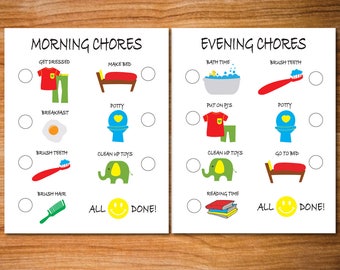 Kids Chore Chart Kids Chore Chart Morning and Evening Printable, Kids Planner, Kids Reward Chart, Responsibility Chart