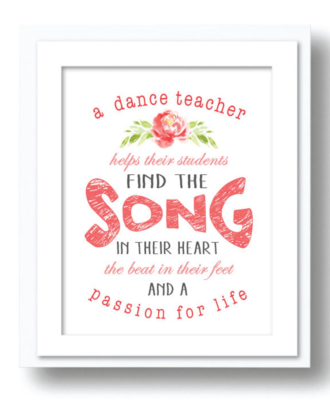 Printable Dance Teacher Gift, Dance Teacher Gift, End of Year Gift ...