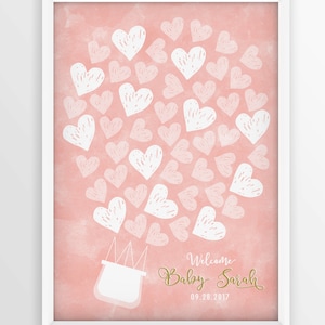 Hot air balloon Baby Shower Guest Book Alternative, Custom Baby shower signature guest book, Baby Girl Baby Signature Sign guestbook