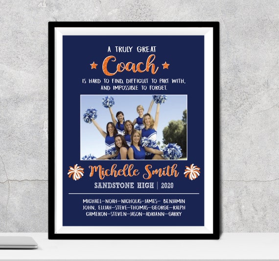 Cheerleading Gift, Personalized Cheer Coach Gift, Cheerleader Gift, Cheer Team Photo Gift, A truly great Cheer coach is hard to find