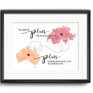 Cadeau de départ, signe biblique, car je connais les projets que j'ai pour vous Jérémie 29:11, cadeau de départ, décoration murale d'écriture biblique, carte de l'État