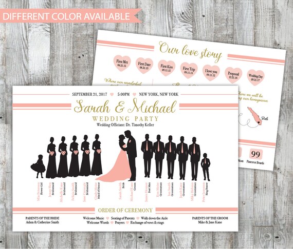 Infographic Wedding Program Design With Wedding Party Etsy
