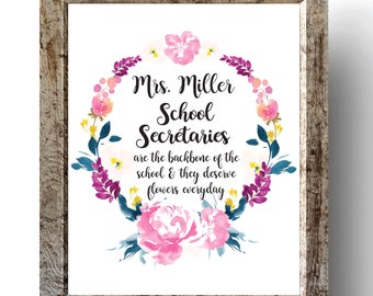 Personalized School Secretary Appreciation Printable, TEACHER TREE, Teacher Appreciation Gift, School Staff Gift, Office Staff, Teacher Gift