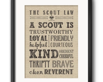 Boy Scout Law Gift Printable, Court of Honor, Boy Scout Law Banquet Center Piece, Cub Scout, A scout is trustworthy, loyal, helpful friendly