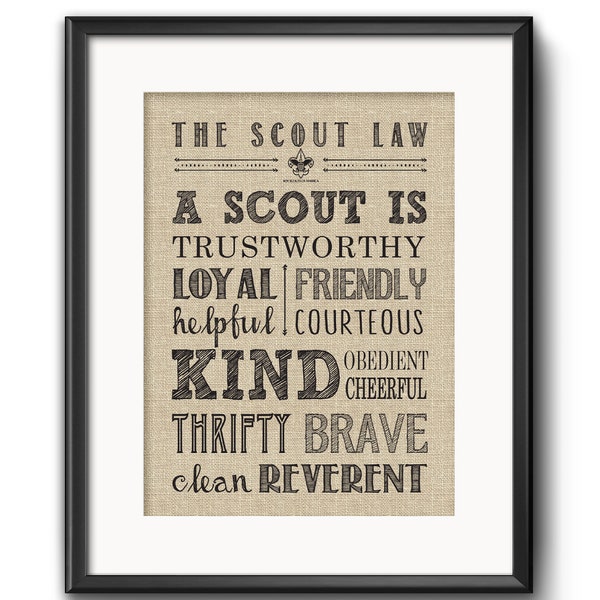 Boy Scout Law Gift Printable, Court of Honor, Boy Scout Law Banquet Center Piece, Cub Scout, A scout is trustworthy, loyal, helpful friendly