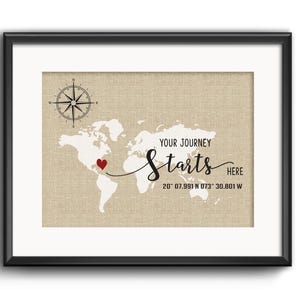 Gepersonaliseerde kaart en gps-coördinaten cadeau, aangepaste kaart breedtegraad lengtegraad, vriend baas collega vriend familiebetrokkenheid eerste cadeau thuis