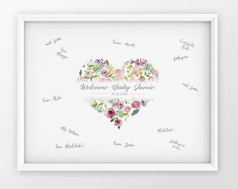 Baby Shower Guest Book Alternative, Custom Poster Personalized Print, Baby Shower Decoration, Baby Girl Boy Signature Sign, DIGITAL PRINT