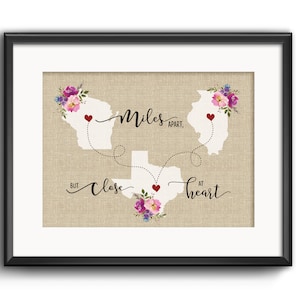 Moving Away Gift, Going Away Gift, Long distance gift, Family gift, Best friend Gift,  Custom Three State, True Friendship know no distance