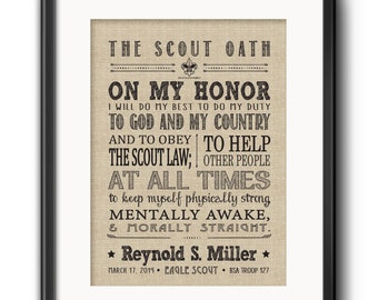 Eagle Scout Gift Printable, The Scout Oath Printable, Personalized Eagle Scout Gift, Boy Scouts, Court of Honor, Custom Eagle Scout Gift